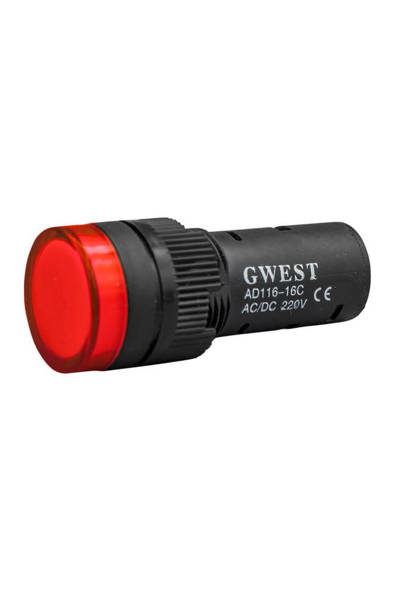 Gwest 16-K 220V 16mm Kırmızı Ledli Sinyal Lambası