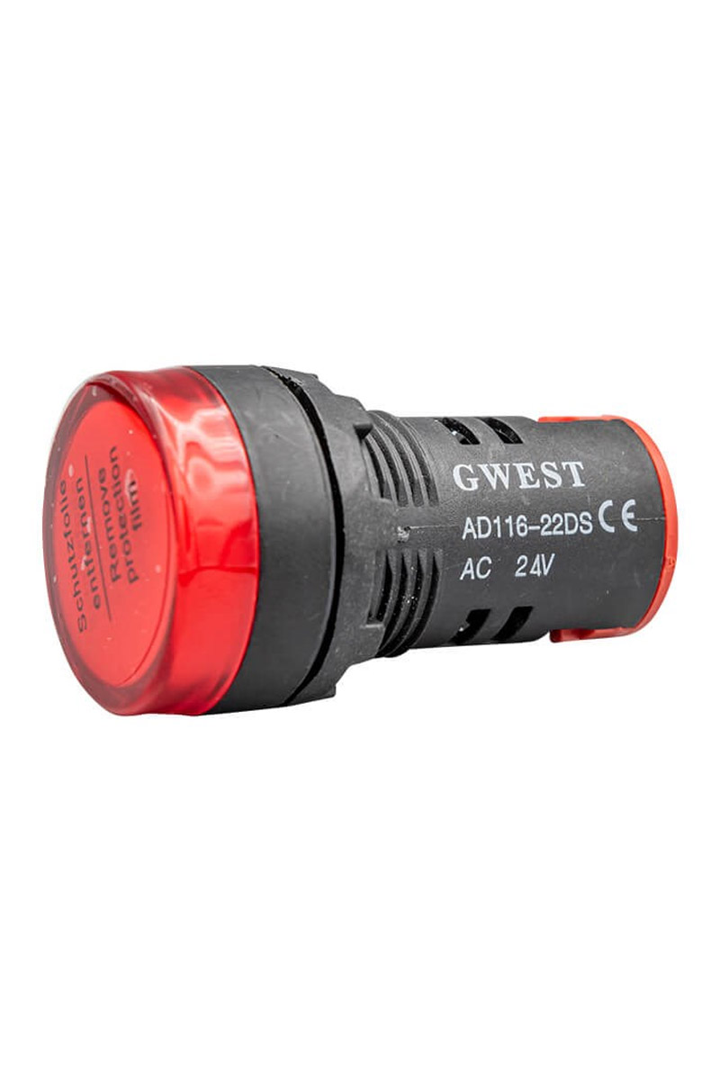 Gwest 22-24V-K 24V 22mm Kırmızı Ledli Sinyal Lambası