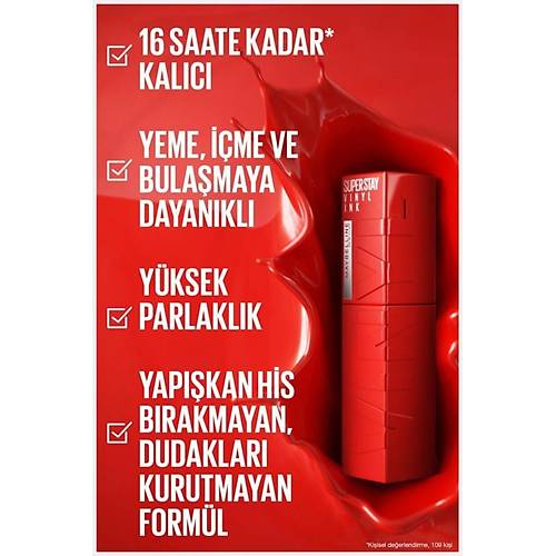 Maybelline New York Super Stay Vinyl Ink Uzun Sre Kalc Likit Parlak Ruj 20 Coy