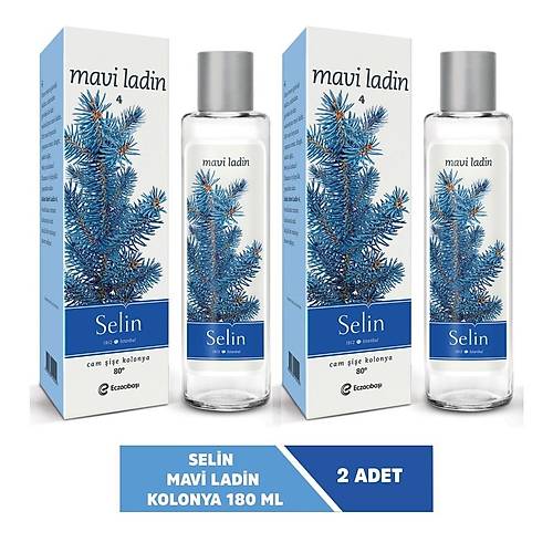 Selin 80 Derece Mavi Ladin Parfml Kolonya Cam ie 180 ML x 2