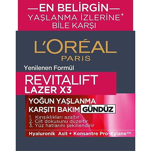 L'Oral Paris Revitalift Lazer X3 Youn  Gndz Bakm Kremi