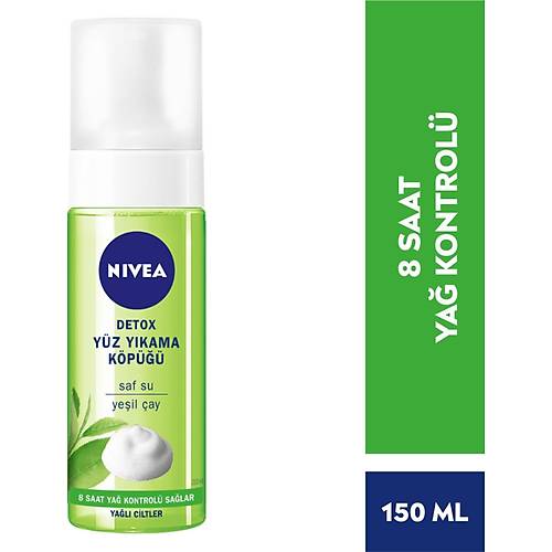 NIVEA Detox Yz Ykama Kp Yal Ciltler,150ml,Yz Temizleme, Gzenek Arndrc, Yeil ay ve An