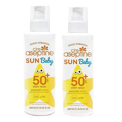 Cire Aseptine Sun Baby SPF 50+ Gne Koruyucu Losyon 200 ml x 2 Adet