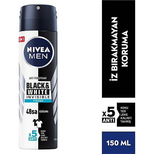 Nivea Men Erkek Sprey Deodorant Black&White Invisible Fresh 48 Saat Anti-perspirant Koruma 150ml