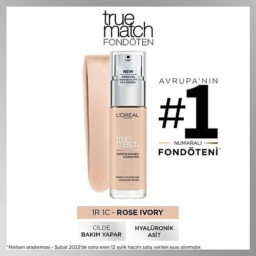 L'Oral Paris True Match Bakm Yapan Fondten 1R ROSE IVORY