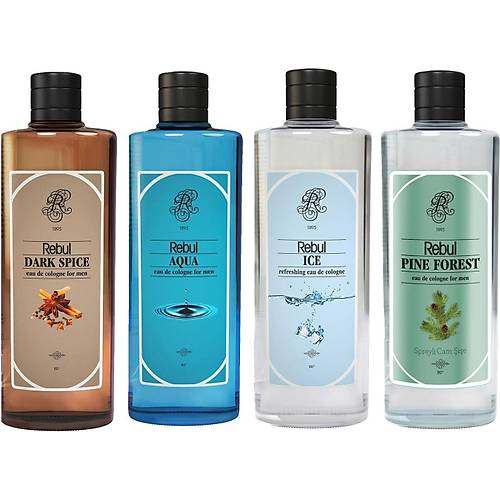 Rebul Kolonya Aqua 250 ml + Dark Spice 250 ml + Ice 250 ml + Pine 250 ml