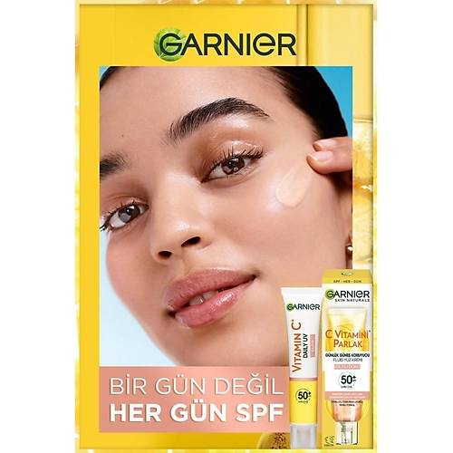 Garnier C Vitamini Parlak Gnlk Gne Koruyucu Fluid Yz Kremi Iltl Doku SPF50+ 40ML