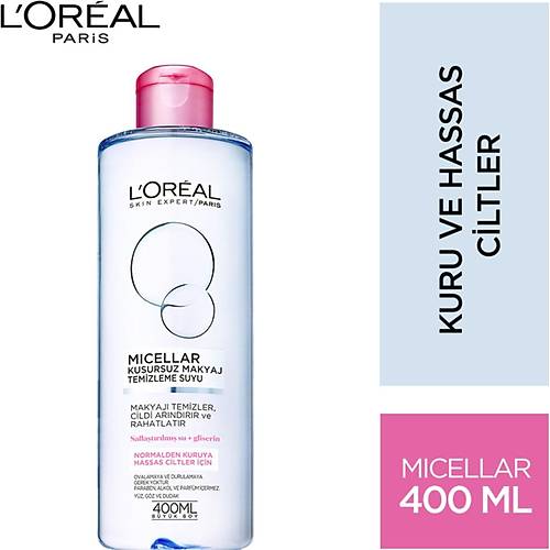 L'Oral Paris Micellar Kusursuz Makyaj Temizleme Suyu Hassas 400ML