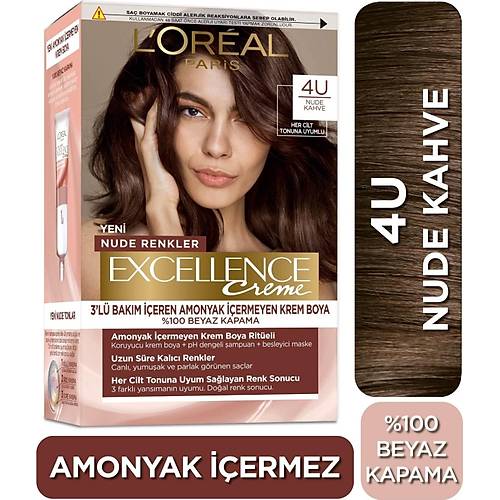 L'Oral Paris L?oral Paris Excellence Creme Nude Renkler Sa Boyas ? 4u Nude Kahve