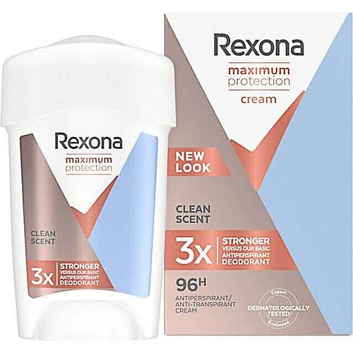 Rexona Maximum Protection Cream Clent Scent Deodorant 96 Saat Etkin Koruma 45 ml
