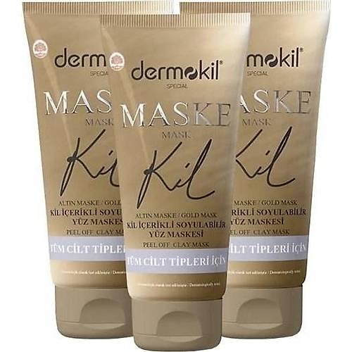 Dermokil Soyulabilir Gold Yz Kil Maskesi Tm Cilt Tipleri Iin 75 Ml X 3 Adet