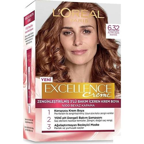 Loreal Paris Excellence Creme Sa Boyas 6.32 Altn Ak Kahve