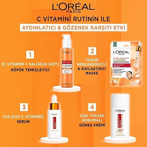 L'oral Paris Revitalift Clinical Vitamini + Salisilik Asit, Aydnlatc ve Gzenek Kart Kpk Te