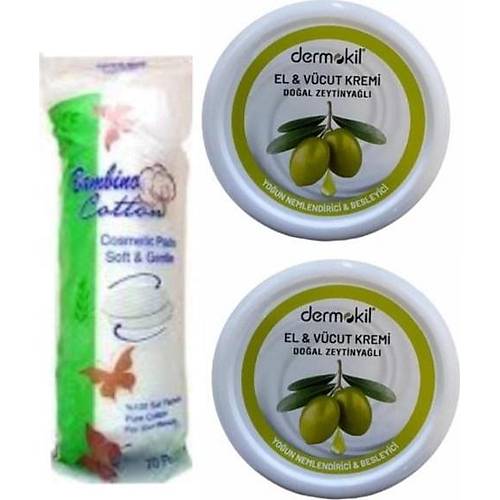 Dermokil El Kremi Zeytinyal 2x220 ml + Makyaj Pamuu