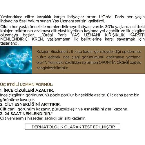 L'Oral Paris Ya Uzman Nemlendirici Krem 30+ 50 ml