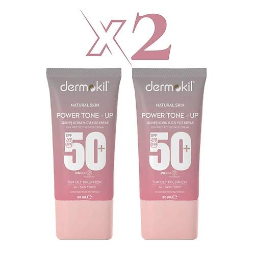 Dermokil  Power Tone-Up Gne Koruyucu Yz Kremi 50+Spf - 50 ML X 2 Adet