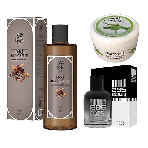 Rebul Dark Spice Kolonya 270ML Cam ie +235 Parfm Men Black Edt 100 ml+ Dermokil Nemlendirici El Y