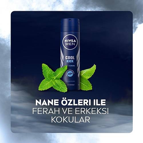 NIVEA Men Erkek Sprey Deodorant Cool Kick 150ml,Ter ve Ter Kokusuna Kar 48 Saat Anti-perspirant Ko