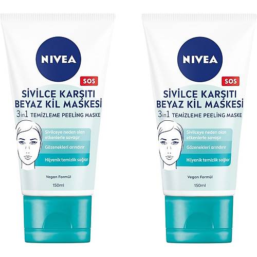 Nivea Beyaz Kil Maskesi 150 ml - 2'li