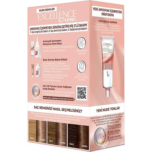 L'Oral Paris L?oral Paris Excellence Creme Nude Renkler Sa Boyas ? 4u Nude Kahve