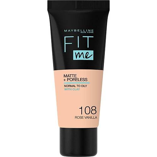 Maybelline New York Fit Me Matte+Poreless Fondten, 108 Rose Vanilla, 30 ml