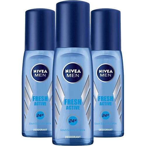 Nivea Deodorant Erkek Fresh Active Pump Sprey 75 ml X3