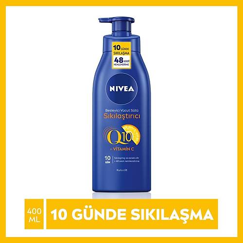 NIVEA Sklatrc Vcut St Q10 + C Vitamini 400ml, 48 Saat Vcut Nemlendirme, 10 Gnde Sklama