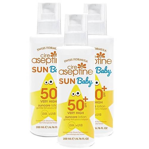 Cire Aseptine Sun Baby SPF 50+ Gne Koruyucu Losyon 200 ml x 3 A