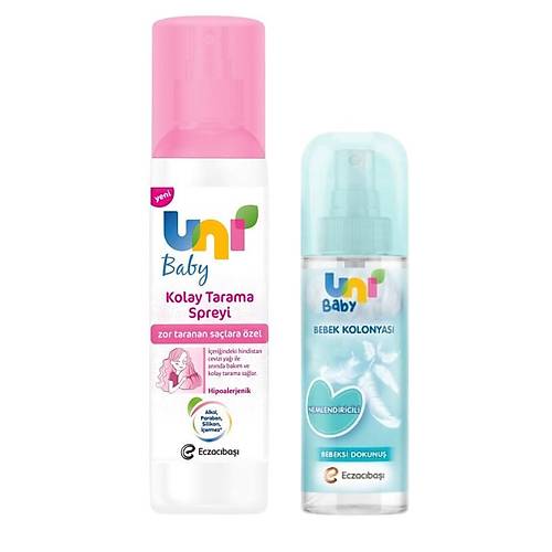 Uni Baby Kolay Tarama Spreyi 200 ml +Uni Baby Bebek Kolonyas Bebeksi Dokunu 150 ml Set