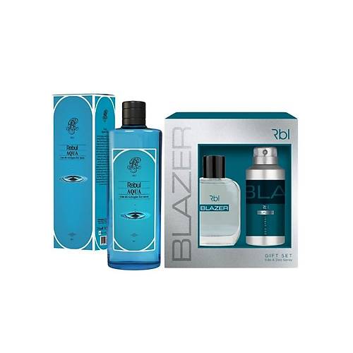 Rebul Blazer Set Parfm 100 ml + Deodorant Spray 150 ml + Aqua Kolonya Cam ie 250 ML zel Set