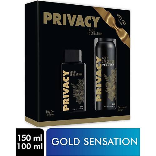 Privacy Gold Sensation Man EDT 100 ml + Deo Sprey 150 ml Erkek Parfm Seti