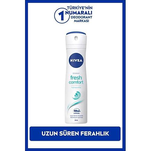 Nivea Kadn Sprey Deodorant Fresh Comfort 150ml, Ter Kokusuna Kar 48 Saat Koruma Gn Boyu Ferahlk