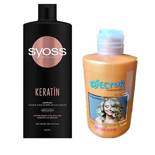 Syoss Keratin Mkemmelii ampuan 500 ML + Sector 7/24 Sa ekillendirici Krem ve Onarc Bakm