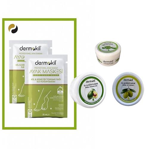 Dermokil Kil Ve Kenevir Yal Peeling Etkili Ayak Maskesi 35 Ml 2 ' Li +Dermokil El Ve Yz Kremi Alo