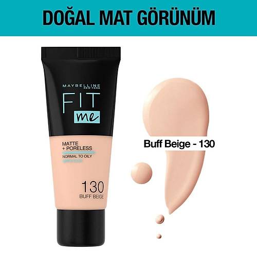 Maybelline New York Fit Me Matte+Poreless Fondten, 130 Buff Beige