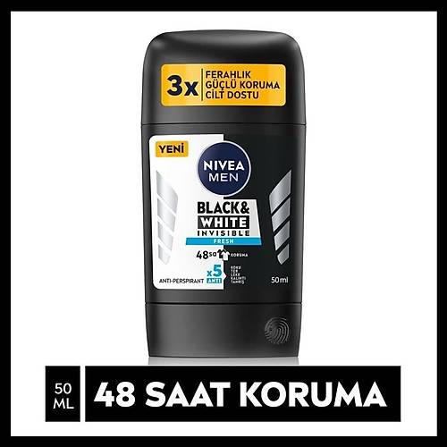 Nivea Men Erkek Stick Deodorant Black & White Invisible Fresh 48 Saat Anti-Perspirant Koruma 50 ml