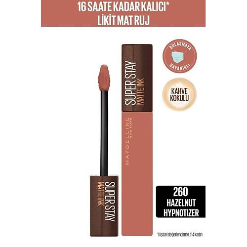 Maybelline New York Super Stay Matte Ink Likit Mat Ruj - 260 Hazelnut Hypnotizer