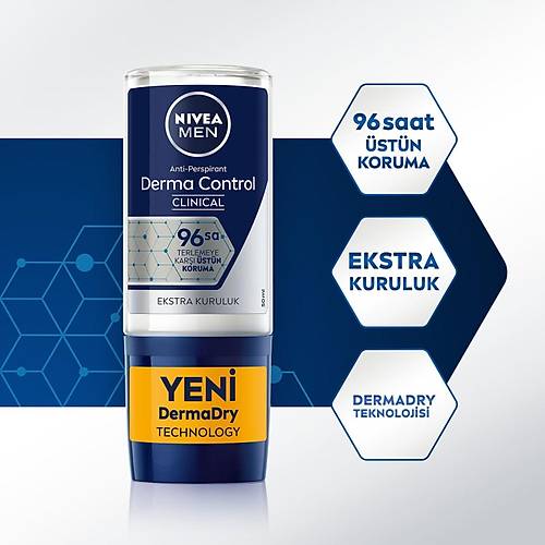 Nvea Derma Control Clinical Erkek Roll-On 50 Ml,96 Saat stn Koruma,ekstra Kuruluk,anti-Perspirant