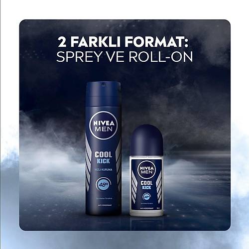 NIVEA Men Erkek Sprey Deodorant Cool Kick 150ml,Ter ve Ter Kokusuna Kar 48 Saat Anti-perspirant Ko