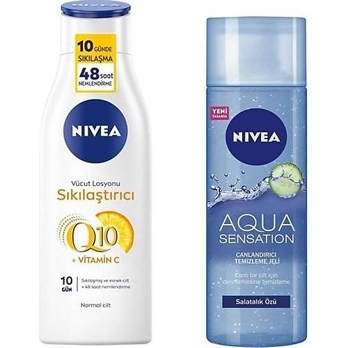 Nivea Aqua Sensaton Canlandrc Yz Temizleme Jeli 200 ml Q10 Sklatrc Vcut Losyonu 250 ml