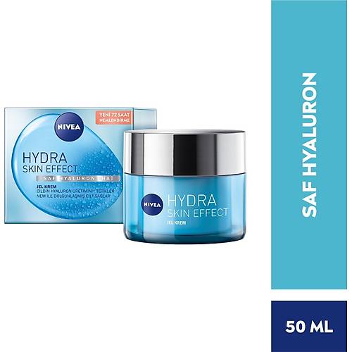 Nivea  Hydra Skin Effect Nemlendirici Jel Krem 50ml, Saf Hyaluron, 72 Saat Yz Nemlendirme