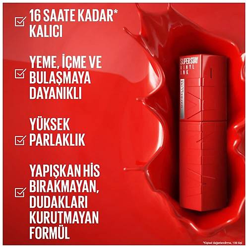 Maybelline New York Super Stay Vinyl Ink Uzun Sre Kalc Likit Parlak Ruj 30 Unrivaled