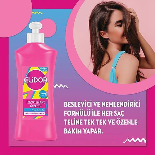 Elidor 7/24 ekillendirici Sa Bakm Kremi Elektriklenme nleyici Argan Ya & Bal 265 ml