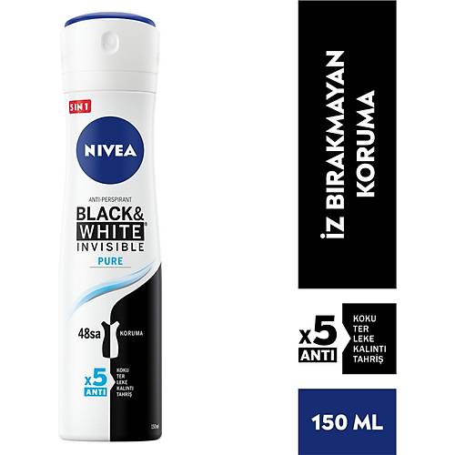 Nivea Kadn Sprey Deodorant Black&White Invisible Pure 48 Saat Anti-perspirant Koruma 150ml