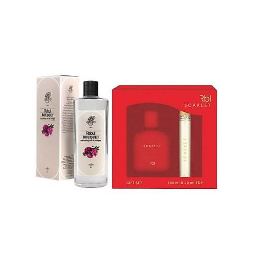 Rebul Scarlet Edp 100 ml + 20 ml Kadn Parfm + Kolonya Bouquet 250 ml zel Set