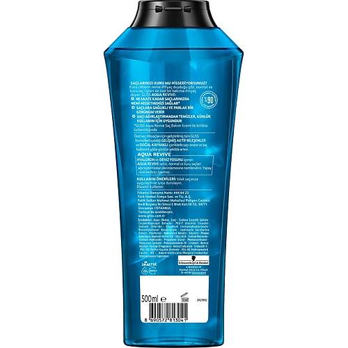 Gliss Aqua Revive Hyaluron ve Deniz Yosunu ieren Nemlendirici ampuan 500ml