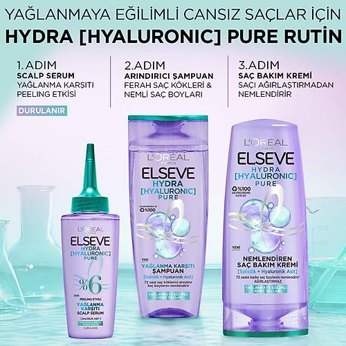 Elseve Hydra [Hyaluronic] Pure Salisilik Asit ieren Yalanma Kart Nemlendirici Sa Kremi 250ml