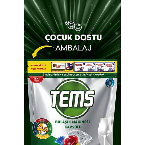 TEMS 4 Etkili Bulak Makinesi Kapsl Deterjan 72'li ( 2x 36'l Paket)