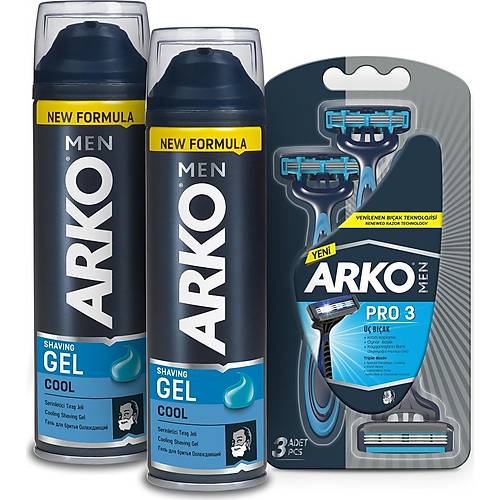 Arko Men Cool Tra Jeli 2 x 200 ml ve Arko Men T3 Tra Ba 3'l