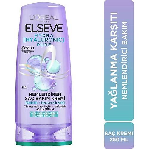 Elseve Hydra [Hyaluronic] Pure Salisilik Asit ieren Yalanma Kart Nemlendirici Sa Kremi 250ml